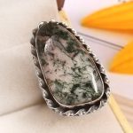 Tree Agate Size US 7 925 Sterling Silver Ring (REXT90-40)
