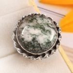 Tree Agate Size US 6 925 Sterling Silver Ring (REXT90-46)