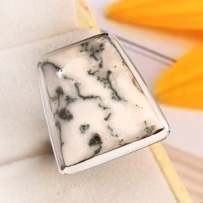 Tree Agate Size US 7 925 Sterling Silver Ring (REXT90-83)