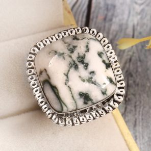 Tree Agate Size US 10 925 Sterling Silver Ring (REXT90-22)