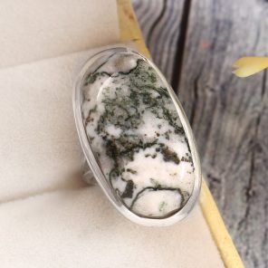 Tree Agate Size US 5 925 Sterling Silver Ring (REXT90-74)