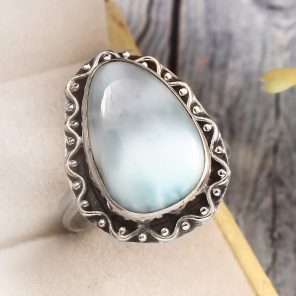 Larimar Size US 11 925 Sterling Silver Ring (REXT90-56)