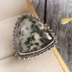 Tree Agate Size US 8 925 Sterling Silver Ring (REXT90-36)