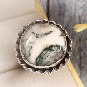 Tree Agate Size US 9 925 Sterling Silver Ring (REXT90-25)