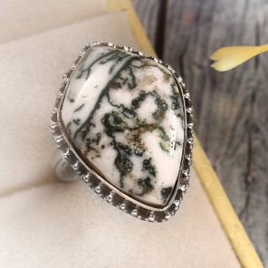 Tree Agate Size US 9 925 Sterling Silver Ring (REXT90-55)