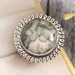 Tree Agate Size US 6 925 Sterling Silver Ring (REXT90-47)