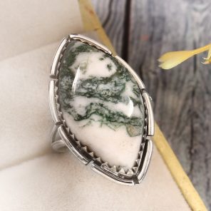 Tree Agate Size US 10 925 Sterling Silver Ring (REXT90-61)