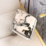 Tree Agate Size US 8 925 Sterling Silver Ring (REXT90-88)
