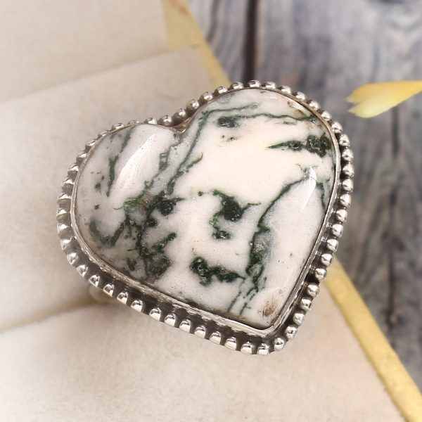 Tree Agate Size US 11 925 Sterling Silver Ring (REXT90-9)