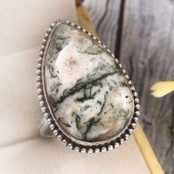 Tree Agate Size US 11 925 Sterling Silver Ring (REXT90-10)