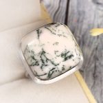 Tree Agate Size US 12 925 Sterling Silver Ring (REXT90-97)