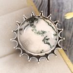 Tree Agate Size US 6 925 Sterling Silver Ring (REXT90-45)