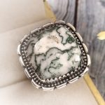 Tree Agate Size US 9 925 Sterling Silver Ring (REXT90-64)