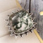 Tree Agate Size US 10 925 Sterling Silver Ring (REXT90-23)