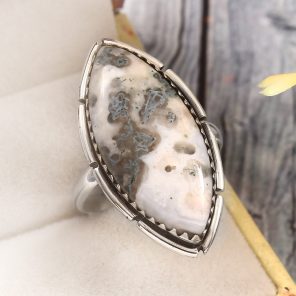 Tree Agate Size US 11 925 Sterling Silver Ring (REXT90-58)