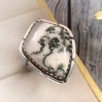 Tree Agate Size US 6 925 Sterling Silver Ring (REXT90-66)