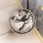 Tree Agate Size US 8 925 Sterling Silver Ring (REXT90-38)