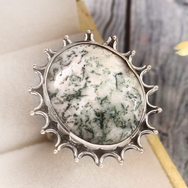 Tree Agate Size US 11 925 Sterling Silver Ring (REXT90-12)