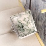 Tree Agate Size US 9 925 Sterling Silver Ring (REXT90-90)