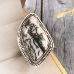 Tree Agate Size US 6 925 Sterling Silver Ring (REXT90-50)