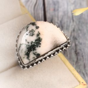 Tree Agate Size US 11 925 Sterling Silver Ring (REXT90-11)