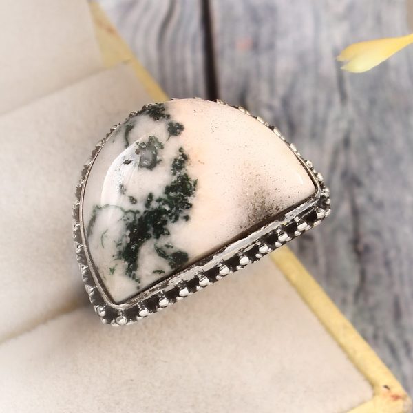 Tree Agate Size US 11 925 Sterling Silver Ring (REXT90-11)