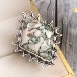 Tree Agate Size US 6 925 Sterling Silver Ring (REXT90-49)