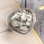 Tree Agate Size US 12 925 Sterling Silver Ring (REXT90-13)