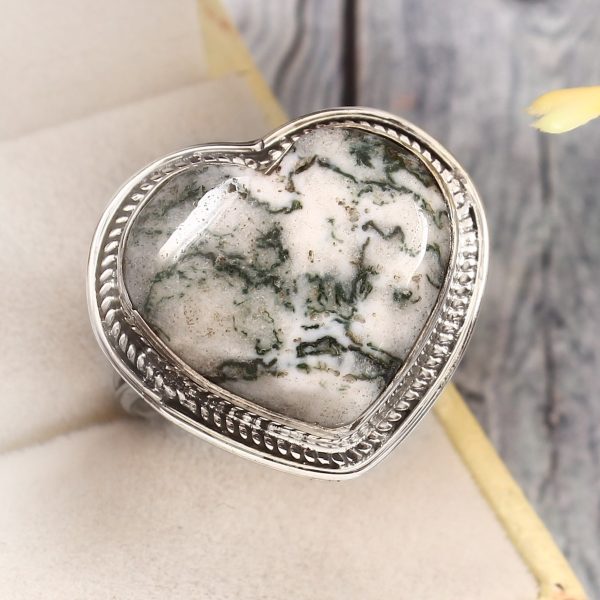 Tree Agate Size US 12 925 Sterling Silver Ring (REXT90-13)