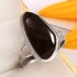 Black Onyx Size US 9 925 Sterling Silver Ring (REXT87-72)