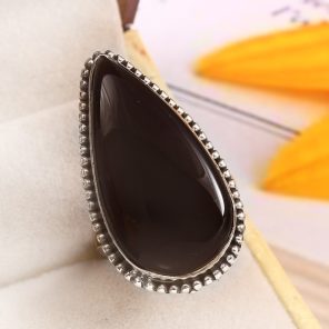 Black Onyx Size US 6 925 Sterling Silver Ring (REXT87-6)