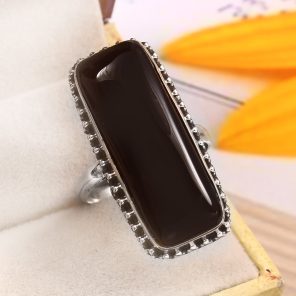 Black Onyx Size US 10 925 Sterling Silver Ring (REXT87-33)