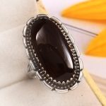 Black Onyx Size US 7 925 Sterling Silver Ring (REXT87-11)