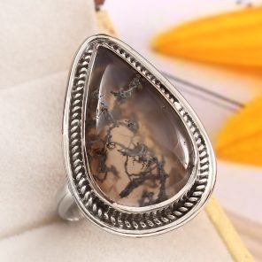 Moss Agate Size US 11 925 Sterling Silver Ring (REXT87-97)