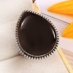 Black Onyx Size US 12 925 Sterling Silver Ring (REXT87-51)
