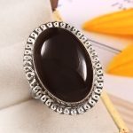 Black Onyx Size US 12 925 Sterling Silver Ring (REXT87-52)