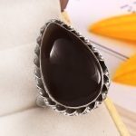 Black Onyx Size US 12 925 Sterling Silver Ring (REXT87-53)
