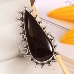 Black Onyx Size US 11 925 Sterling Silver Ring (REXT87-49)
