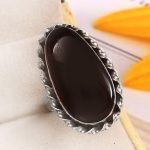 Black Onyx Size US 7 925 Sterling Silver Ring (REXT87-20)