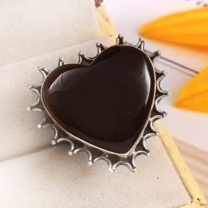 Black Onyx Size US 7 925 Sterling Silver Ring (REXT87-16)