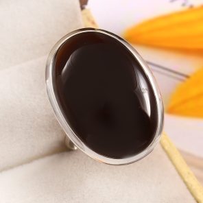 Black Onyx Size US 10 925 Sterling Silver Ring (REXT87-69)