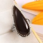 Black Onyx Size US 6 925 Sterling Silver Ring (REXT87-9)