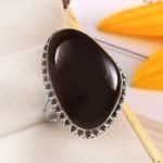 Black Onyx Size US 12 925 Sterling Silver Ring (REXT87-54)