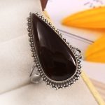 Black Onyx Size US 12 925 Sterling Silver Ring (REXT87-55)