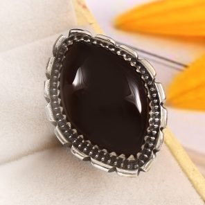 Black Onyx Size US 6 925 Sterling Silver Ring (REXT87-7)