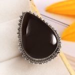 Black Onyx Size US 5 925 Sterling Silver Ring (REXT87-1)