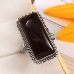Black Onyx Size US 10 925 Sterling Silver Ring (REXT87-38)