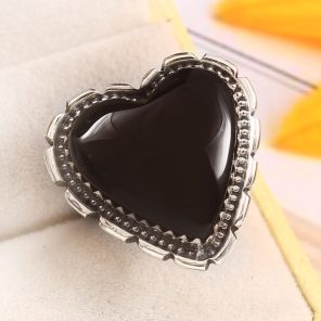 Black Onyx Size US 10 925 Sterling Silver Ring (REXT87-64)