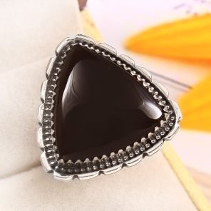 Black Onyx Size US 11 925 Sterling Silver Ring (REXT87-59)
