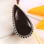 Black Onyx Size US 6 925 Sterling Silver Ring (REXT87-8)